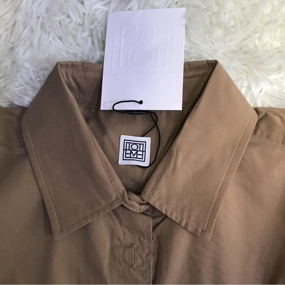 Toteme Tan Cotton Button-Down Shirt - Picture 2 of 5